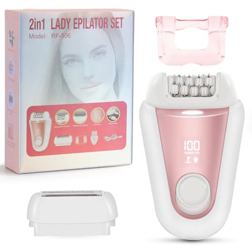YHC Epilator for Women – Cordless 2-in-1 Hair Removal with 32 Tweezers, Rechargeable Electric Shaver for Legs, Arms & Body