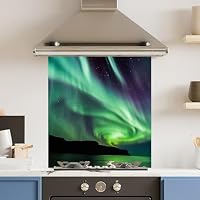 Premium 59.5 x 74.5cm Northern Lights 6mm Glass Toughened Kitchen Splashback