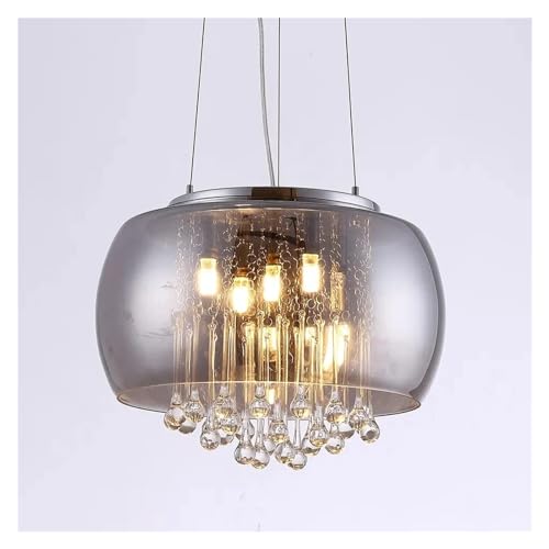 Lustre en verre de cristal de salon de luxe moderne teinte gris fumée