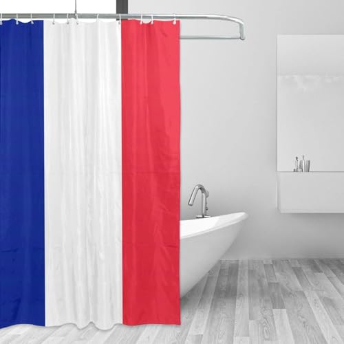 Rideau de douche drapeau français 183x183 cm en polyester avec 12 œillets