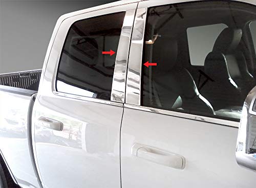 Made in USA! Compatible with 2009-2018 Dodge Ram Quad Cab 4PC Stainless Steel Pillar Post Trim