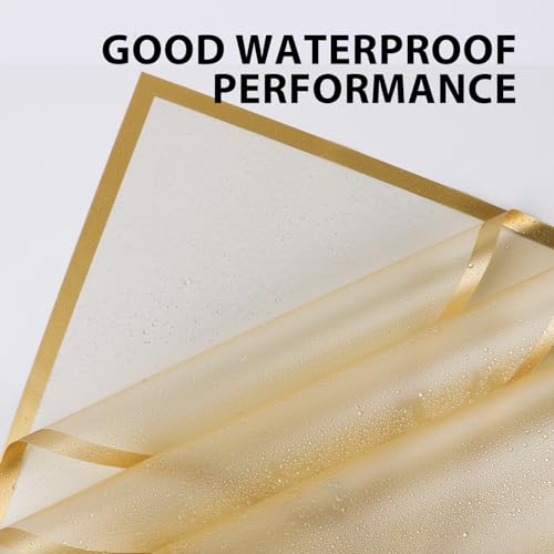 NESCCI 20 Sheet Flower Wrapping Paper - Waterproof Floral Bouquet Wrapping Paper, Florist Supplies Packaging Paper for Wedding Birthday Gift DIY (Translucent Gold) - Thumbnail 5