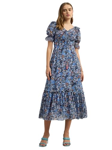 Image of Miss Chase Women's Round Neck Cap Sleeves Lace Knee -Long Skater Dress