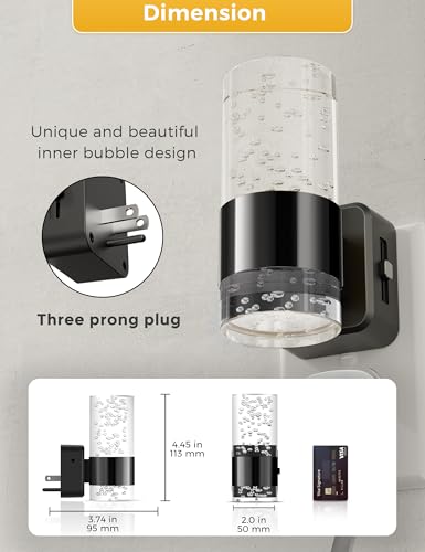 Image of Night Lights Plug into Wall, Dimmable Night Light with Dusk to Dawn Sensor, Acrylic Night Light with Warm Light 3000K, Wall Sconce-Style Design Nightlight for Hallway, Bathroom, 1-Pack