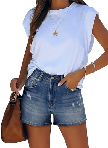 Image of CHICZONE Womens Mid-High Waisted Stretchy Denim Jean Shorts