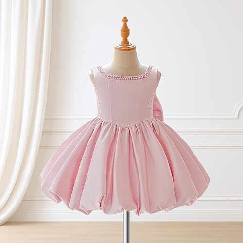 MCieloLuna Cute Flower Girl Dress Puffy Satin First Communion Dresses for Girls 2025 Toddlers Party Mini Gown2