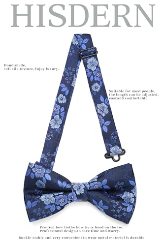 Image of HISDERN Bow Ties for Men Pretied Bowties Classic Formal Business Bow Tie Adjustable Tuxedo Bowtie for Wedding Party