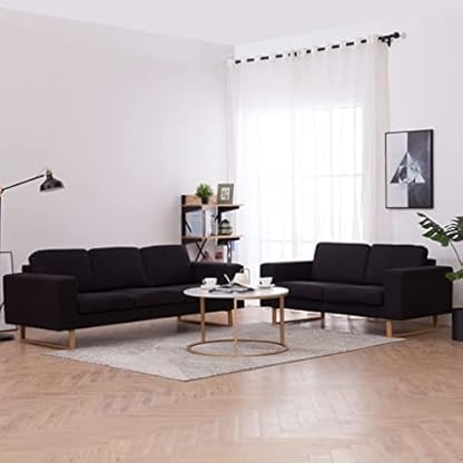 2-TLG. Sofagarnitur Stoff Schwarz,Stylische Couchgarnitur aus Stoff für mehr Komfort und Stil im Wohnzimmer Wohnzimmer, Sofas