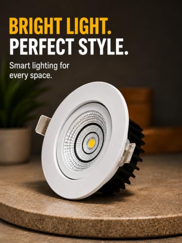 Image of KUSUM 30 Watt White Reflector Concealed LED Ceiling COB Round Spot Light with Focused Beam | Neutral White, Pack of 1 (4000K) | Energy Efficient LED Ceiling Light for Home and Office