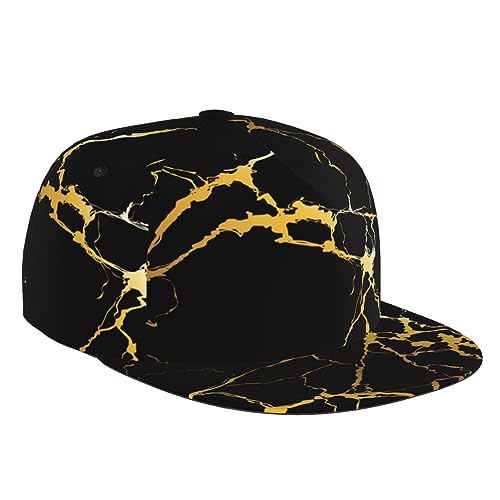 RIMENCH Unisex Adjustable Snapback Trucker Hat Black Marble Gold Texture Baseball Dad Hat