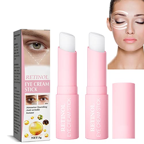 2Pcs Retinol Eye Stick, Retinol Anti-Aging Eye Cream for Dark Circles and Puffiness, Retinol Eye Cream, Eye Balm Stick, Retinol Serum Balm Stick Reduces Fine Lines, Wrinkles, Dark Circles