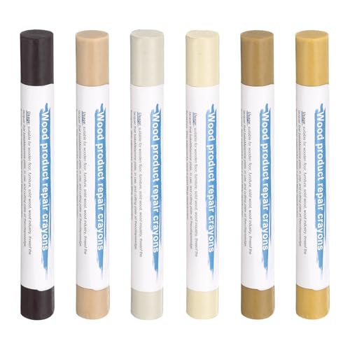 QUARKZMAN Bâtons De Remplissage Pour Bois 6 Couleurs Crayons De Cire Pour Réparation De Meubles Pour Medium Brown, White Maple, Maple, Beige, Light Gray, Dark Oak