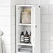 SoBuy Bathroom Narrow Storage Cabinet, Skinny Tall Unit with Adjustable Shelves Slender, Bathroom Organizers and Storage, Anti-Tipping Floor Standing Cupboard Laundry Room, White BZR34-W