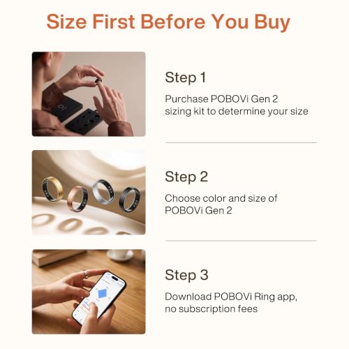 Image of POBOVi Gen 2 Titanium Smart Ring for Women & Men, Sleep & Heart Rate Tracker, No Subscription, Size Before You Buy (Rosegold, 11)