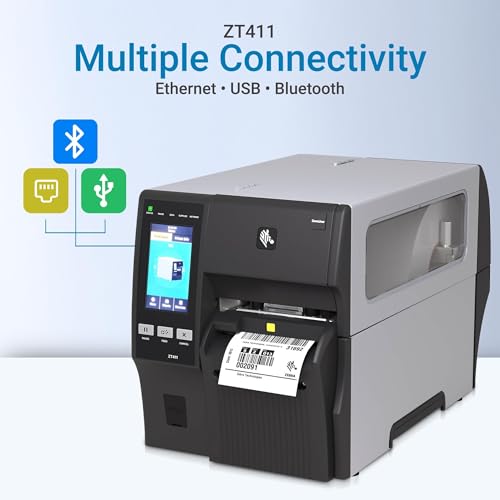 Image of ZT411 Industrial Label Printer, Barcode Label, Shipping Labels Thermal Transfer, 4 Inch 203 DPI, 14 IPS High Speed, Ethernet USB Bluetooth, Metal Frame, ZT41142-T210000Z