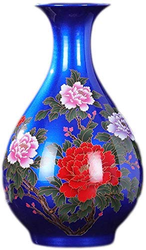 Vase en porcelaine bleue artisanat d'art avec glaçure cristal unique