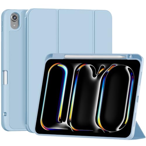 Étui rabat intelligent iPad Air 11 bleu clair idéal pour le bureau