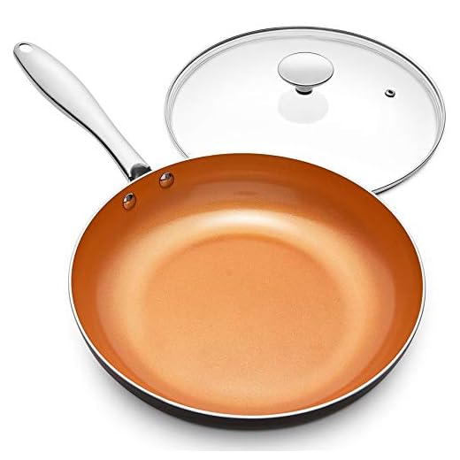 MICHELANGELO 11 Inch Frying Pan with Lid, Copper Frying Pan with Ultra Nonstick Titanium Coating, Nonstick Copper Skillet 11 Inch, Copper Pans, Ceramic Frying Pans, Induction Compatible - 11Inch