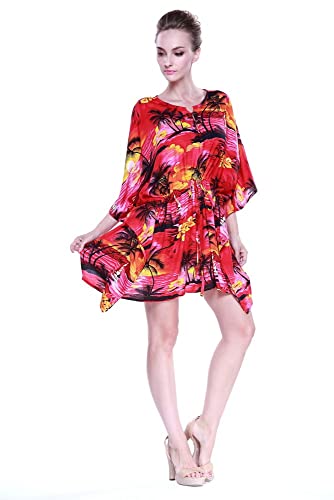 Image of Hawaii Hangover Family Matching Hawaiian Clothes, Sunset Red | Family matching Hawaiian outfits, Sunset Red, lightweight rayon, machine washable, tropical floral print, luaus, cruises
