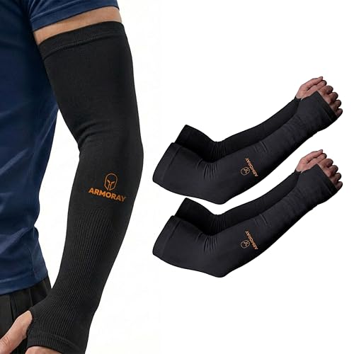 Image of ARMORAY Arm Sleeves for Men and Women - UV Sun Protection Cooling Compression - Tattoo Cover Up Sleeve for Daily Wear & Work