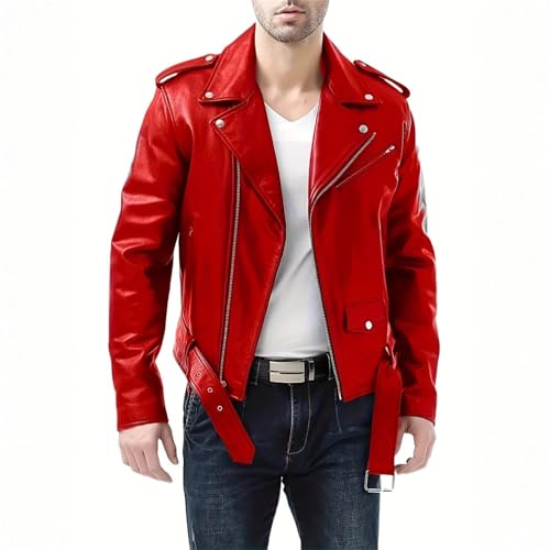 Chaqueta de piel sintética para moto y fiestas de disfraces con multi cremallera