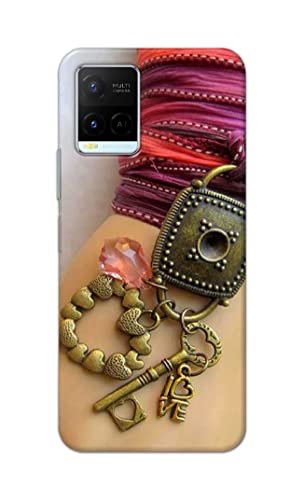 Image of Girl Hand with Keychain Hard Back Case Cover for Vivo Y21 (2021) / Y33S Back Cover -(J5) VNS2228