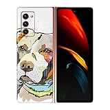 Head Case Designs Offizielle Michel Keck Pit Bull Hunde 3 Vinyl Haut Aufkleber Abziehbild Abdeckung kompatibel mit Samsung Galaxy Z Fold2 5G
