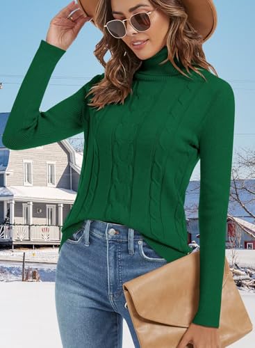 Image of ANFTFH Womens Turtleneck Sweater 2025 Ribbed Knit Top Pullover Sweaters