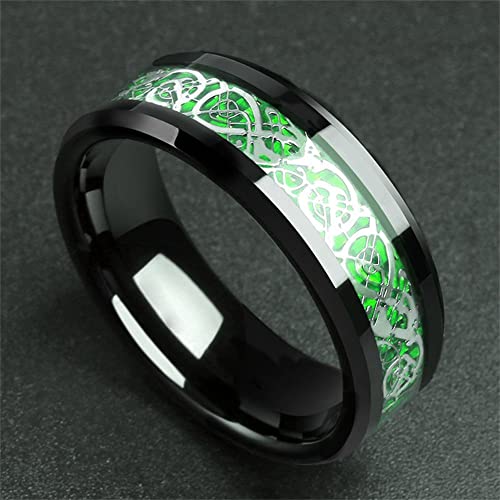 Image of HIJONES Unisex Carbide Fiber Celtic Dragon Spinner Ring Stainless Steel Wedding Spins Band