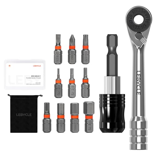 LEBYCLE Bike Repair Kit, Two-Way Small Ratchet Wrench Set, 1/4