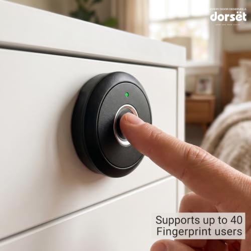 Image of Dorset DG 302 Fingerprint Lock for Drawers, Wardrobes & Office Cabinets - Stores Up to 40 Fingerprints, Type-C Emergency Power, Smart Keyless Digital Lock for Home & Office Furniture (Black)