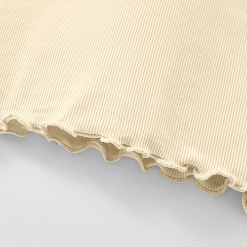 Girl's Ribbed T-Shirt Cute Ruffle Trim Kids Summer Short Sleeve Tops Crewneck Tees for 1-9 Years3