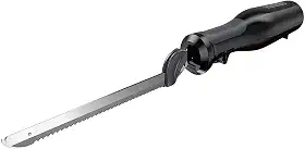 Black+Decker Faca elétrica Comfort Grip com lâminas de aço inoxidável de 17 cm e botão de trava de segurança, ideal para esculpir, fatiar e cortar carnes, pão de peru e espuma artesanal, pode ser
