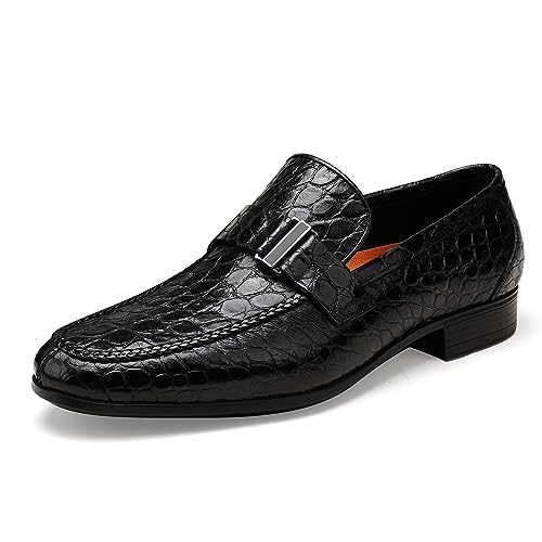 Image of Premium Dress Shoes for Men, Classic Alligator Printed Business Leather Dress Slip on Loafer Shoes for Mens