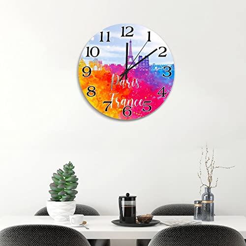 Horloge murale à suspendre Paris aquarelle idée cadeau maison - 6