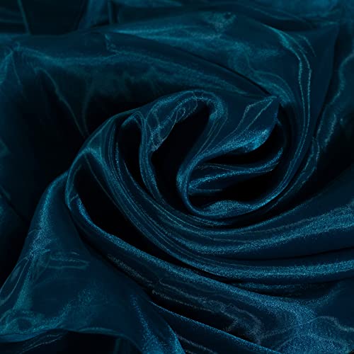 Fynite Sheer Organza Fabric - 2 Yards Long, 44" Wide - Bridal Solid Sheer Organza Bolt for Wedding Dress Fashion Craft Decorations - Silky Shiny - Dark Teal