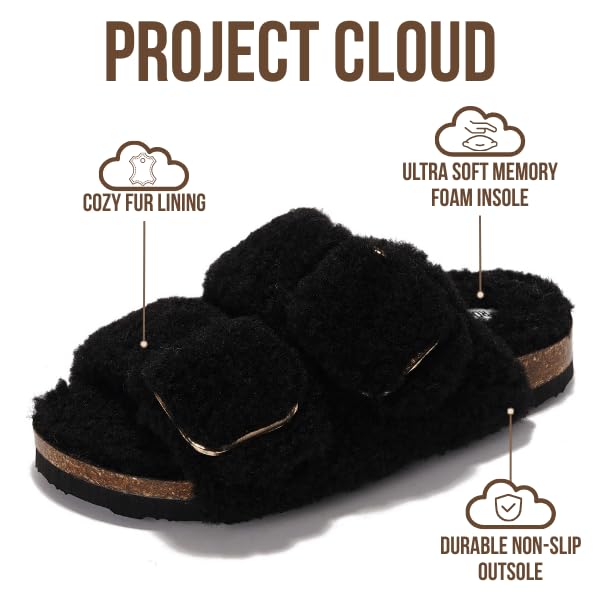 Image of Project Cloud 100% Genuine Leather Footbed Sandals for Women 2026 Comfortable Beach Essentials Womens Sandals Memory Foam Vacation Essentials Slides for Women Footwear (Santorini)
