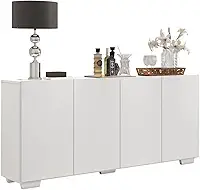 Aparador Buffet 4 Portas Branco Multimóveis – Móvel para Sala de Estar/Jantar Veneza