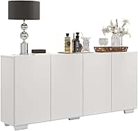 Aparador Buffet 4 Portas Branco Multimóveis – Móvel para Sala de Estar/Jantar Veneza