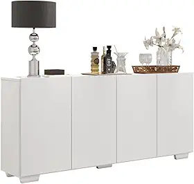 Aparador Buffet 4 Portas Branco Multimóveis – Móvel para Sala de Estar/Jantar Veneza