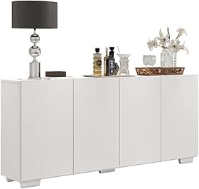 Aparador Buffet 4 Portas Branco Multimóveis – Móvel para Sala de Estar/Jantar Veneza