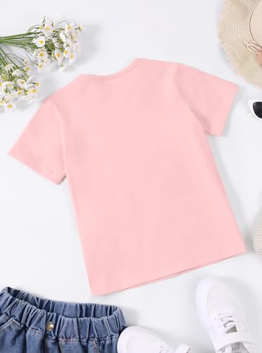 Image of Girls' Graphic Tees Summer Cute Tops Casual Short Sleeve Crew Neck T Shirts
