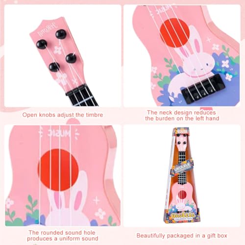 Kinder Ukulele Gitarre, 36cm Kindergitarre mit 4 Verstellbaren Saiten, Mini Gitarre Instrument für Kleinkinder, Ukulele Musikspielzeug, Musik Lernspielzeug für Anfänger Jungen Mädchen Geschenke (B)