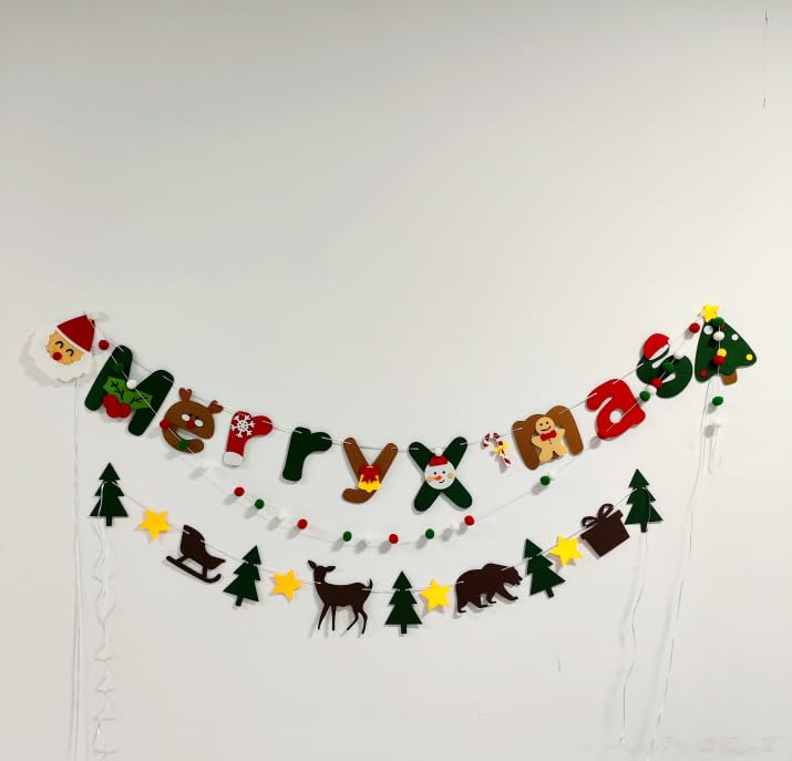 クリスマス ガーランド 飾り フェルト 壁飾り 窓 玄関 装飾