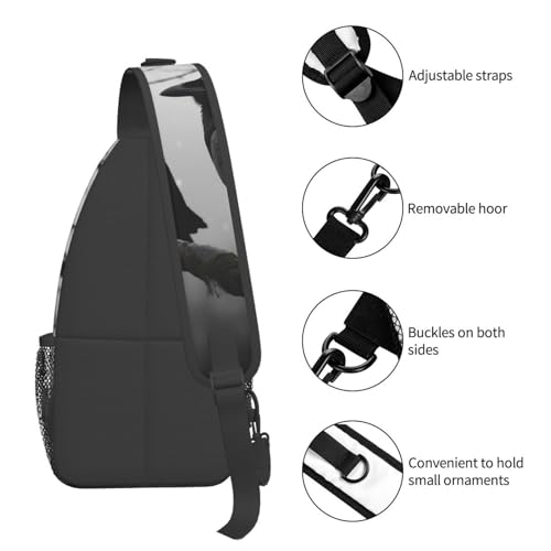 Bolso cruzado Crow Birds para hombre y mujer negro miniatura 5