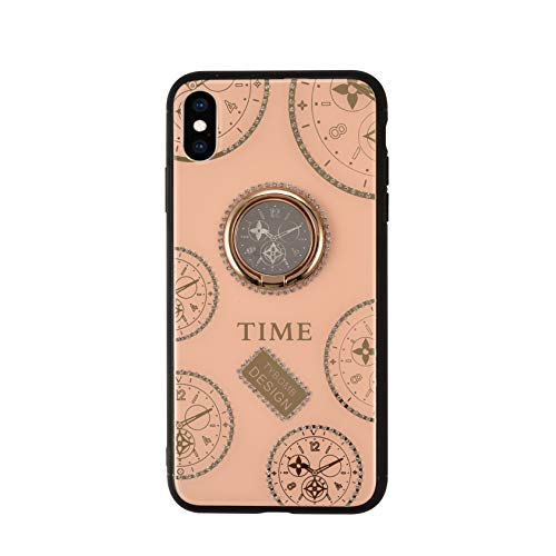 iPhone X Rhinestone Case,iPhone Xs Rhinestone Case,Awin Luxurious Original Clock Watch Time Women Girls Soft TPU Shiny Rhinestone Case with Kickstand Ring for iPhone X/iPhone Xs (Rose Gold)
