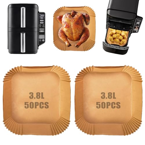 100PCS Air Fryer Liners for Ninja Double Stack 7.6L Air Fryer SL300UK Dual Air Fryer Paper Liners Disposable Ninja Double Stack Air Fryer Accessories