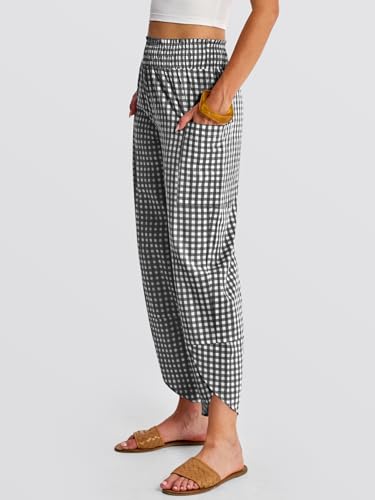 Image of ANRABESS Womens Wide Leg Palazzo Capri Pants 2026 Summer Casual High Waisted Barrel Lounge Flowy Cropped Beach Work Trousers