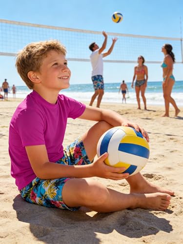 Image of Boys Neon Shirts Dry Fit Athletic T Shirts UPF 50+ Performance Cooling Shirt Short Sleeve Rash Guard Kids Top for Boys Girls