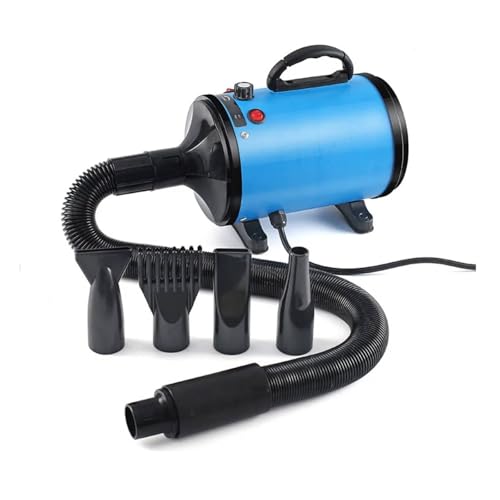 FINYQBET Soprador Secador Para Pets - Secador Profissional 3800W com 4 Bicos, Ajuste Contínuo de Velocidade (50-120 m/s) e Temperatura (35-65°C), Ideal para Tosa de Cães, Gatos em Salões e Casa(Azul, 110V)
